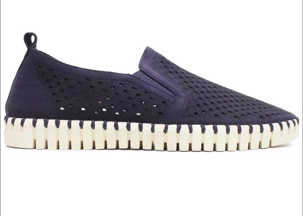 ILSE JACOBSEN Tulip 140 Navy Slip On Shoes Size 37